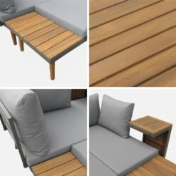 Salon De Jardin Modulable Aluminium Et Acacia, 4 Places Couleur : Anthracite -Jardin Et Extérieur acmoduatgy 4d7b6c97c0e39a41702efee296c0270b