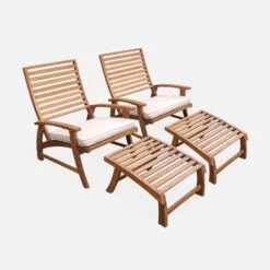 Chaise Avec Repose-pied Bois (lot De 2) -Jardin Et Extérieur acrlxftbgx2 7020920adfae3e384f3b5fa620d138e6