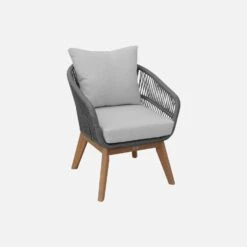 Salon De Jardin Bois Et Cordes 4 Places Couleur : Gris / Gris Chiné -Jardin Et Extérieur acrope3109gy 96ab03545ddc4787ae3b25fa39275cac