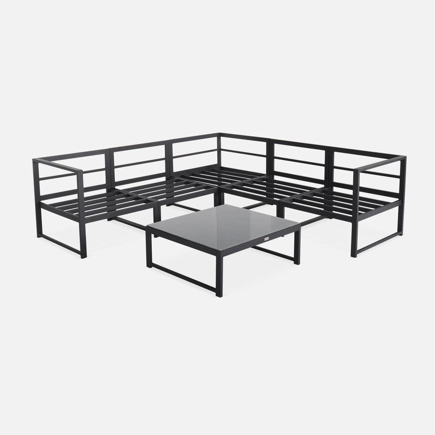 Salon De Jardin D'angle Aluminium 5 Places Couleur : Anthracite / Taupe 8 Salon De Jardin D'angle Aluminium 5 Places Couleur : Anthracite / Taupe – Image 6