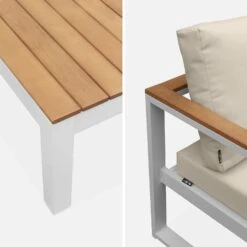 Salon De Jardin Bois Et Aluminium 5 Places Couleur : Beige -Jardin Et Extérieur afec3101whbg 7d1b57aa6830c3c99484dedbf0a893ab