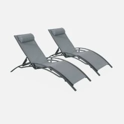 Bain De Soleil Aluminium Textilène, Multi Positions (lot De 2) Couleur : Anthracite / Gris 10 Bain De Soleil Aluminium Textilène, Multi Positions (lot De 2) Couleur : Anthracite / Gris -Jardin Et Extérieur afloungeatx2 41c740d685a7cc9d90b5075cc7ceaa35