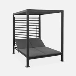 Lit De Jardin Aluminium, 2 Matelas Inclinables, Toit Avec Panneaux Amovibles Couleur : Anthracite / Anthracite -Jardin Et Extérieur afsunbedat 8908909e4478a6681a34cccdb4fa1e34