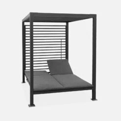Lit De Jardin Aluminium, 2 Matelas Inclinables, Toit Avec Panneaux Amovibles Couleur : Anthracite / Anthracite -Jardin Et Extérieur afsunbedat e83fd82217b547b1b37689c77a66e166