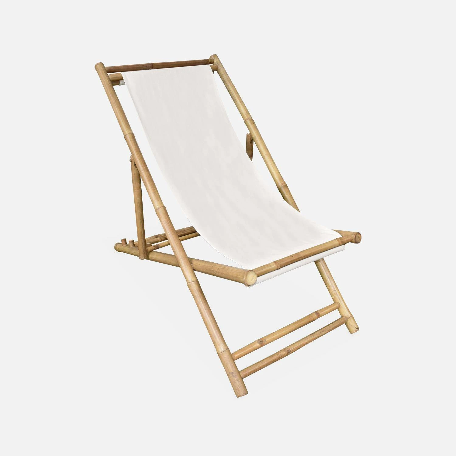 Chilienne Bambou , Toile Naturelle Pliable, Multi Positions 5 Chilienne Bambou , Toile Naturelle Pliable, Multi Positions – Image 3