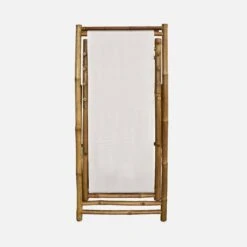 Lot De 2 Chiliennes Bambou , Toile Naturelle Pliable, Multi Positions -Jardin Et Extérieur bambchilx2nat 12d54aaf1c5a9c87a01abc82b5cace10