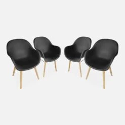 Fauteuil Scandinave Acacia (lot De 4) Couleur : Anthracite