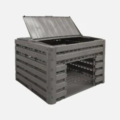 Lot De 2 Composteurs De Jardin Noirs, Plastique Recyclé, Double Ouverture, 400L -Jardin Et Extérieur compwd400lbkx2 b9b88e9e111aca43a3f2786e7dd824e6