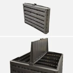 Lot De 2 Composteurs De Jardin Noirs, Plastique Recyclé, Double Ouverture, 400L -Jardin Et Extérieur compwd400lbkx2 c8524e6ab45473381a934826d0dd28d4