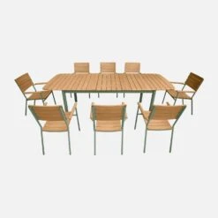 Table De Jardin Extensible Bois Et Aluminium 190/253 Cm, 8 Chaises Empilables -Jardin Et Extérieur ecxtp190r8seggy a1f39f2680403cf0188016a3e1814e4d