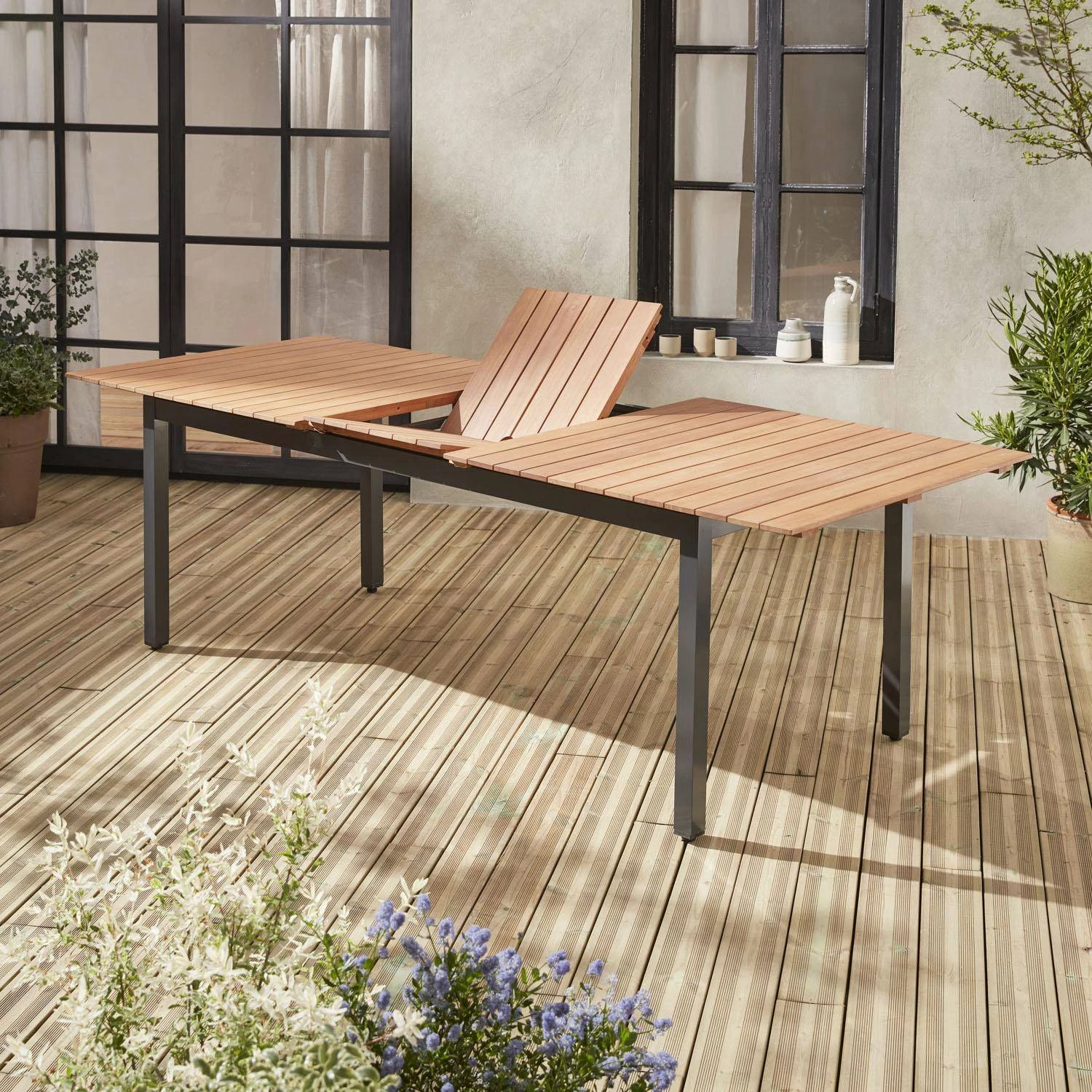 Table De Jardin Extensible Bois Et Aluminium 8 à 10 Places 4 Table De Jardin Extensible Bois Et Aluminium 8 à 10 Places – Image 2