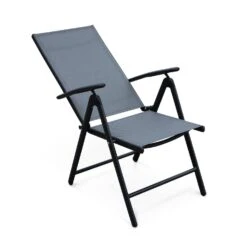 Lot De 4 Fauteuils De Jardin En Textilènes - Naevia -Jardin Et Extérieur ensemble de 4 fauteuils multi positions en aluminium anthracite et textilene gris 81b6098acb24ed2cd90064db283d9665
