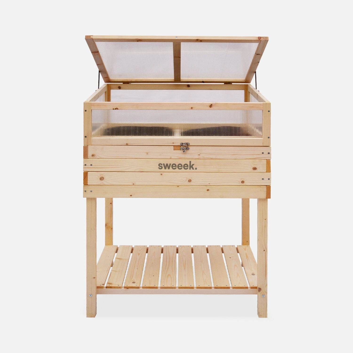 Carré Potager Sur Pieds En Bois Et Serre 80x60x109cm 5 Carré Potager Sur Pieds En Bois Et Serre 80x60x109cm – Image 3