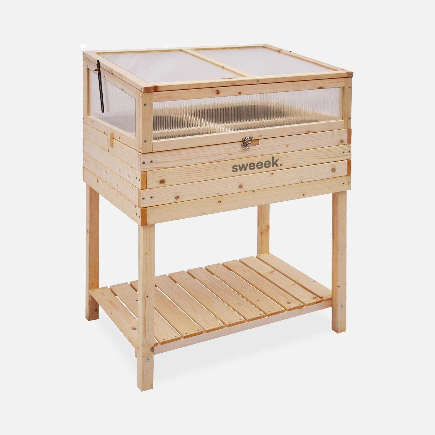 Carré Potager Sur Pieds En Bois Et Serre 80x60x109cm 3 Carré Potager Sur Pieds En Bois Et Serre 80x60x109cm