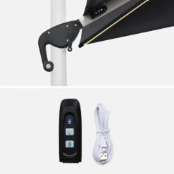 Parasol LED Déporté Carré 3x3m Couleur : Anthracite -Jardin Et Extérieur hdu3x3leddkgy 89b99a62e2648b82cbf7fa240ca5aa81