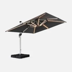Parasol LED Déporté Carré 3x3m Couleur : Anthracite -Jardin Et Extérieur hdu3x3leddkgy 9ee6bb56acff9ddf157b2be5f6321d23