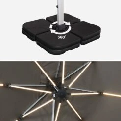 Parasol LED Déporté Rectangulaire 3x4m Couleur : Taupe -Jardin Et Extérieur hdu3x4ledbn 2fe5ead7ddbcc43557a96c43d10e8064