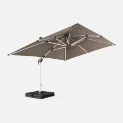 Parasol LED Déporté Rectangulaire 3x4m Couleur : Taupe -Jardin Et Extérieur hdu3x4ledbn 7038571bfe3cd9059d52a4281a91b6b7