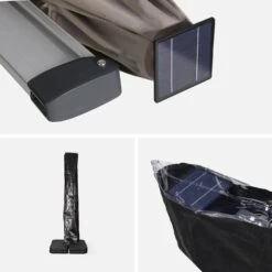 Parasol LED Déporté Rectangulaire 3x4m Couleur : Taupe -Jardin Et Extérieur hdu3x4ledbn 832ccde4db3d22eb9c46187353f00820