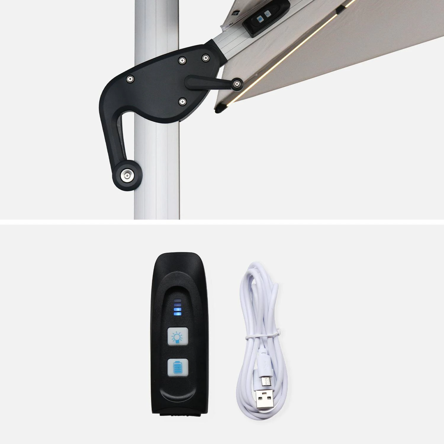 Parasol LED Déporté Carré 4x4m Couleur : Beige 8 Parasol LED Déporté Carré 4x4m Couleur : Beige – Image 6