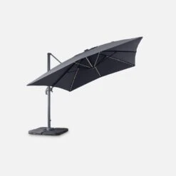 Parasol LED Déporté Rectangulaire 3x4m Couleur : Gris -Jardin Et Extérieur hu3x4ledgy f03cd1d908214a862694ad1fac569c49