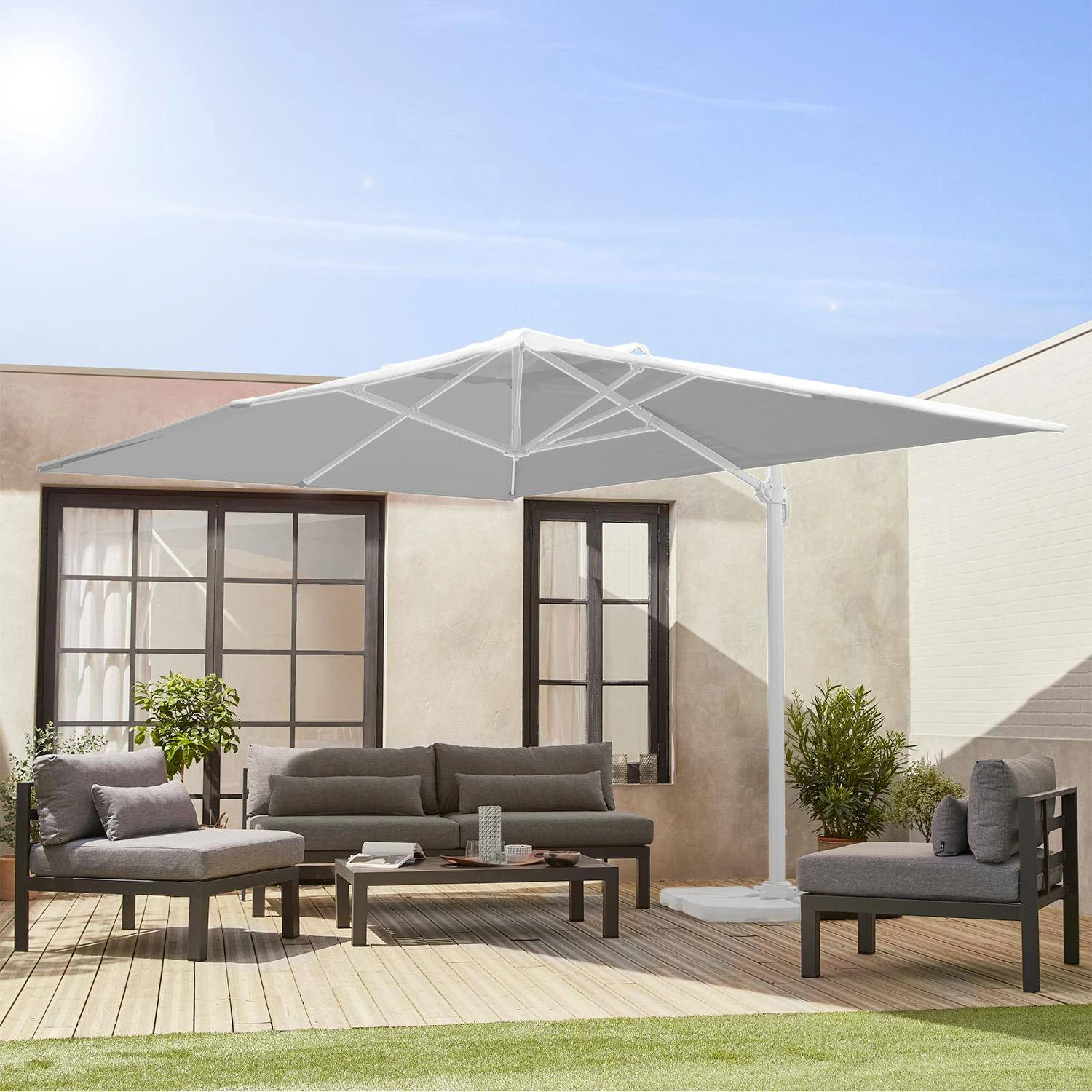 Parasol Déporté Rectangulaire 3x4 M 3 Parasol Déporté Rectangulaire 3x4 M