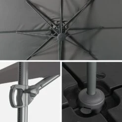 Parasol Déporté Carré 2,5x2,5m -Jardin Et Extérieur huflat25x25gy 78214c03c1a94e2070b58e0dc9e6309c