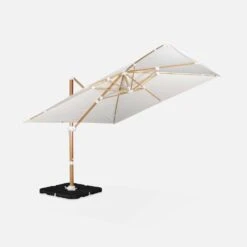 Parasol Déporté Carré 3x3m, Mât Effet Bois Couleur : Ecru -Jardin Et Extérieur hukd3x3wdecru ef5ac34ffe8b639319f5ab79cac32ed8