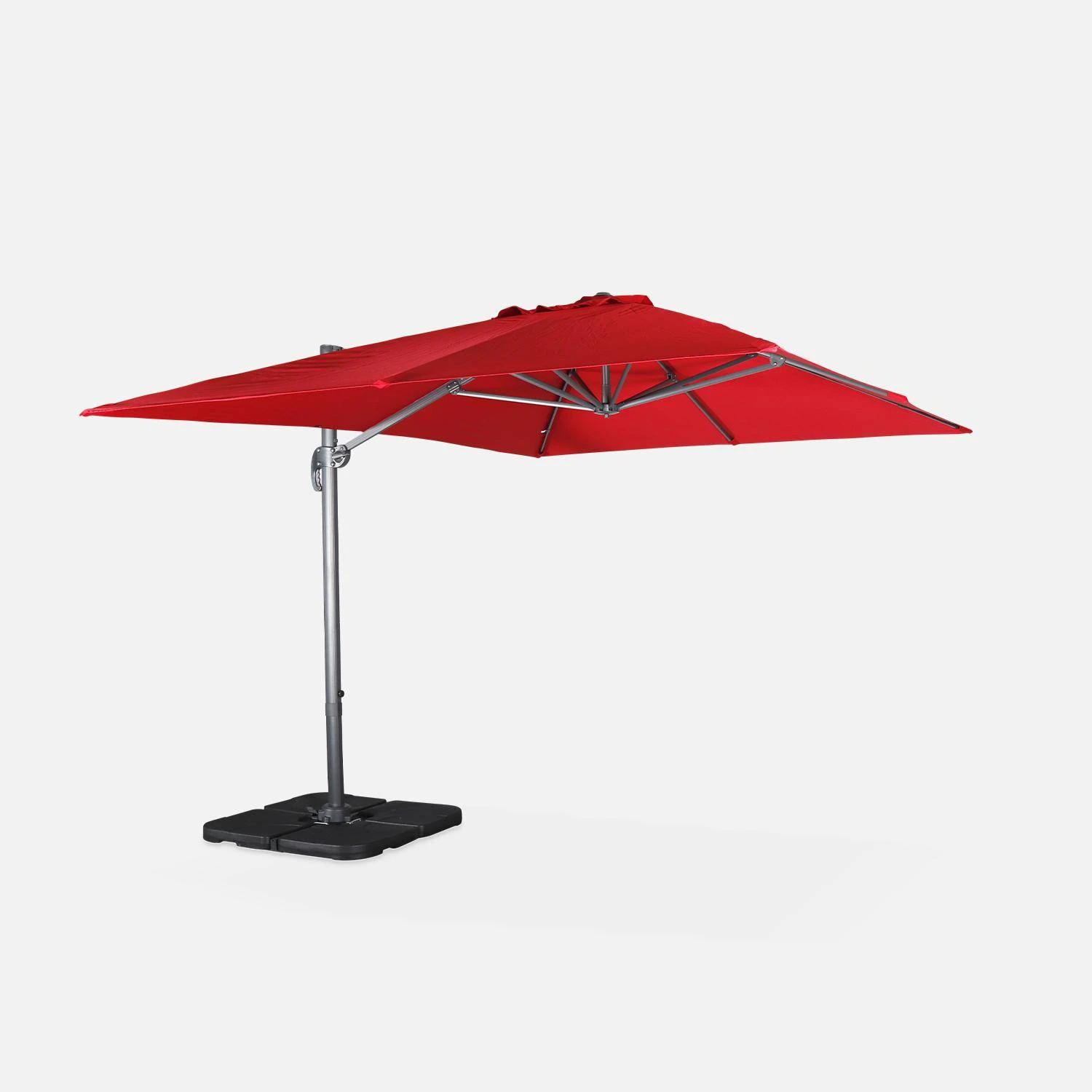 Parasol Déporté Rectangulaire 3x4m + Dalles à Lester 50x50cm Couleur : Rouge 5 Parasol Déporté Rectangulaire 3x4m + Dalles à Lester 50x50cm Couleur : Rouge – Image 3