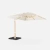 Parasol Déporté Rectangulaire 3x4m, Mât Effet Bois + Dalles à Lester 50x50cm Couleur : Ecru -Jardin Et Extérieur hukd3x4basewdec a1d01b38c9f1d0c056bfb306ce4d107c