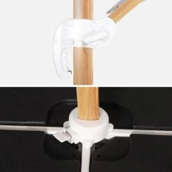 Parasol Déporté Rectangulaire 3x4m, Mât Effet Bois + Dalles à Lester 50x50cm Couleur : Ecru -Jardin Et Extérieur hukd3x4basewdec cf90cac71ea11a784e86c7f985350127