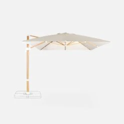 Parasol Déporté Rectangulaire 3x4m, Mât Effet Bois Couleur : Ecru -Jardin Et Extérieur hukd3x4wdecru 5f04b41b9418ebab05f0c9f677f3438f