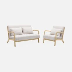 Banquette Scandinave 2 Places En Bois Et Tissu Bouclette -Jardin Et Extérieur iacsca2boucl a57f75f9267b6174ac67dcfac6b696b1