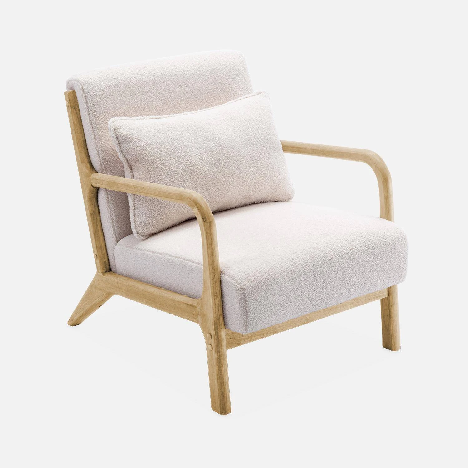 Fauteuil Scandinave En Bois Et Tissu Bouclette 6 Fauteuil Scandinave En Bois Et Tissu Bouclette – Image 4