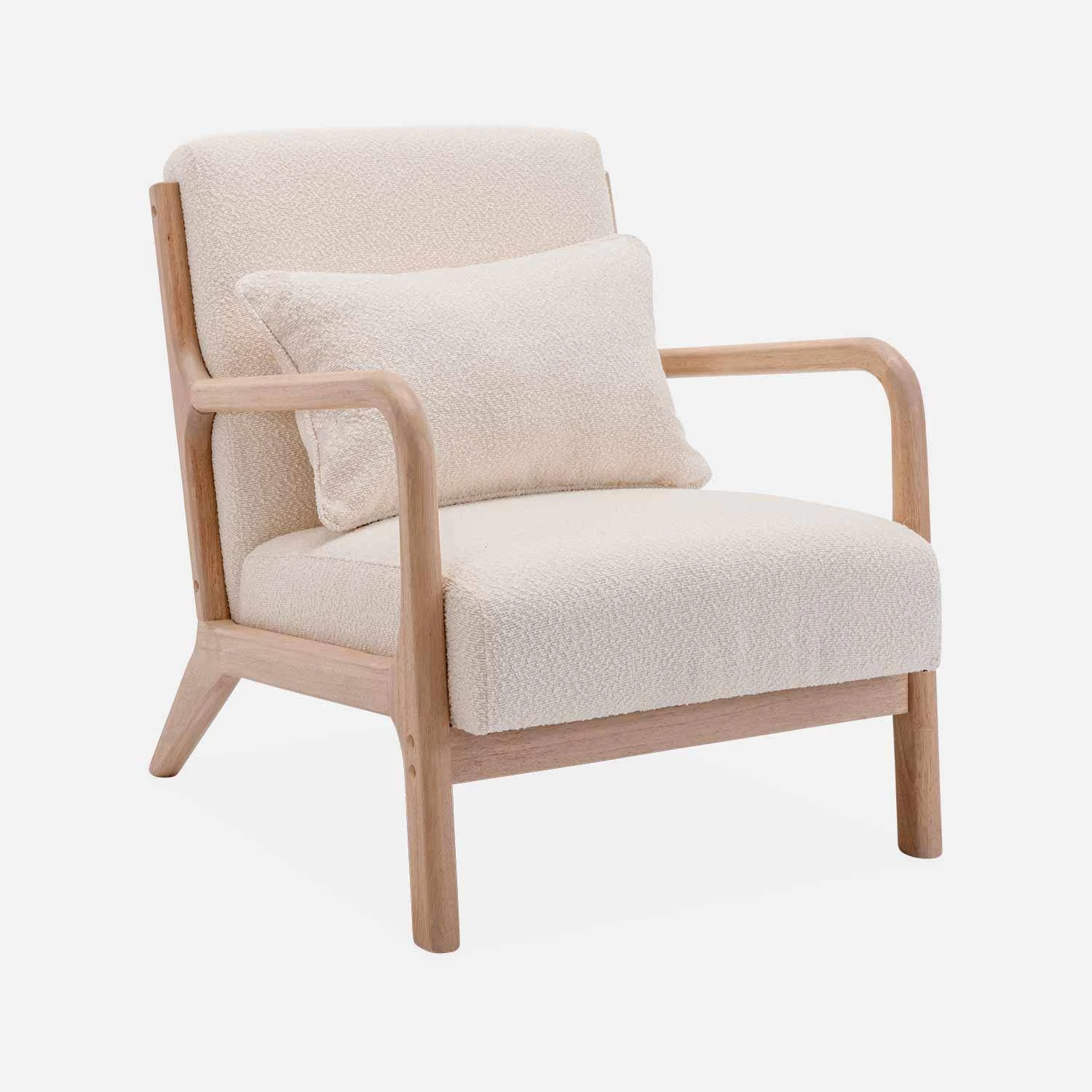 Fauteuil Scandinave En Bois Et Tissu Bouclette Texturée 3 Fauteuil Scandinave En Bois Et Tissu Bouclette Texturée