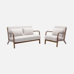 Banquette Scandinave 2 Places En Bois D'hévéa Noyer Clair Et Tissu Bouclette -Jardin Et Extérieur iacscalwl2boucl 0b7272cf9bcea9d0670f6d67b30b203f