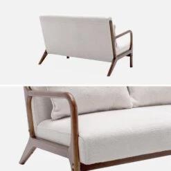 Banquette Scandinave 2 Places En Bois D'hévéa Noyer Clair Et Tissu Bouclette -Jardin Et Extérieur iacscalwl2boucl 9136054049e67287fb0abe767c1ce332