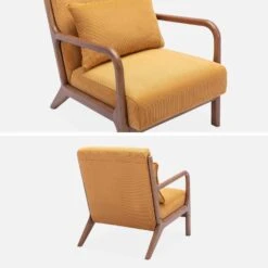 Fauteuil Scandinave Velours Côtelé Et Bois D'hévéa Noyer Clair -Jardin Et Extérieur iacscalwlcrocr aae12e0f21795ee0bdd23c11d29bda47
