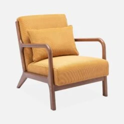 Fauteuil Scandinave Velours Côtelé Et Bois D'hévéa Noyer Clair -Jardin Et Extérieur iacscalwlcrocr f6be4841cab1e7f95275adb2d30f8f0d
