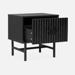 Table De Chevet Effet Bois Rainuré Noir -Jardin Et Extérieur ibazbedside 57bcace4b030a3c34b7483bb6fc566e5