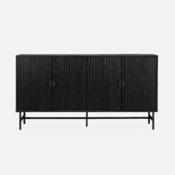 Buffet Effet Bois Rainuré Noir 4 Portes 157,5 Cm -Jardin Et Extérieur ibazbuffet 8f07fe36761dec798addc417668367fa