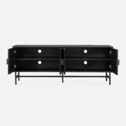 Meuble TV Effet Bois Rainuré Noir 160 Cm -Jardin Et Extérieur ibaztvstand 61baf517a4052bb6a8f26426e7899cdc