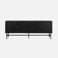Meuble TV Effet Bois Rainuré Noir 160 Cm -Jardin Et Extérieur ibaztvstand 7db1f6b91a7b75a608b71a3f76c18a6a