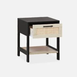 Table De Chevet Scandinave Effet Bois Et Cannage (lot De 2) -Jardin Et Extérieur ibcanbesidex2 377981231c8cc4d934bba797123d71ad