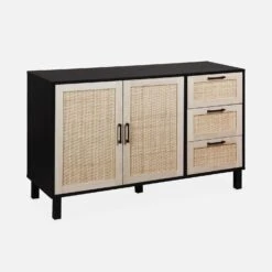 Buffet Scandinave Effet Bois Et Cannage 2 Portes 120 Cm -Jardin Et Extérieur ibcanbuffet c34e121c104a8822910534256947e51d