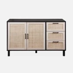 Buffet Scandinave Effet Bois Et Cannage 2 Portes 120 Cm -Jardin Et Extérieur ibcanbuffet c812654171d8f0226d7222e6b96765ae