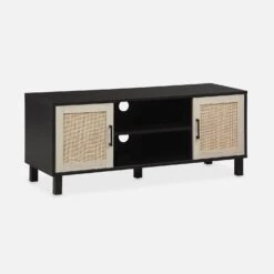 Meuble TV Scandinave Bois Et Cannage 115 Cm -Jardin Et Extérieur ibcantvstand a83bd821d863eda80a1fe520901c0d32