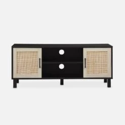 Meuble TV Scandinave Bois Et Cannage 115 Cm -Jardin Et Extérieur ibcantvstand b7260569db7b30ea7353cfe46d7958bc