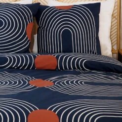 Parure De Lit 2 Places Imprimé Courbes Oblongues En Coton Adouci -Jardin Et Extérieur ibedpca240cur 8bbd1ee9770edd0d16e9bcefaba8b61d