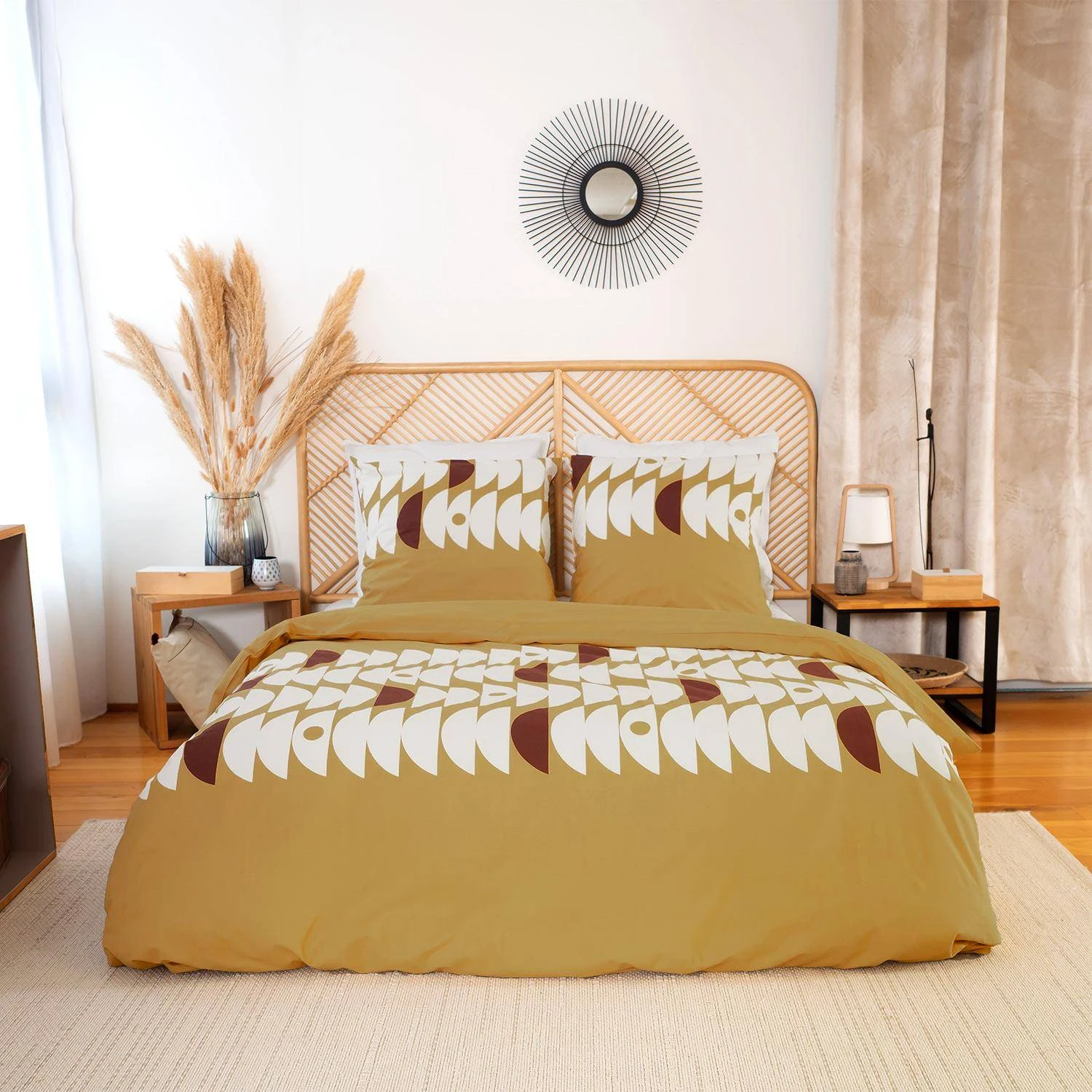 Parure De Lit Réversible 2 Places Imprimé Demi-lunes En Coton Adouci 3 Parure De Lit Réversible 2 Places Imprimé Demi-lunes En Coton Adouci